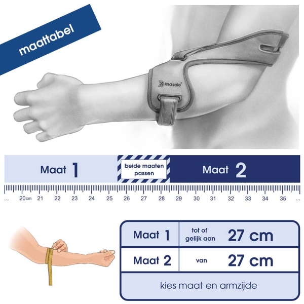 Masalo Manchet MED is ideaal voor dagelijks gebruik, werk en sport en bestrijdt de tenniselleboog en golferselleboog effectief.